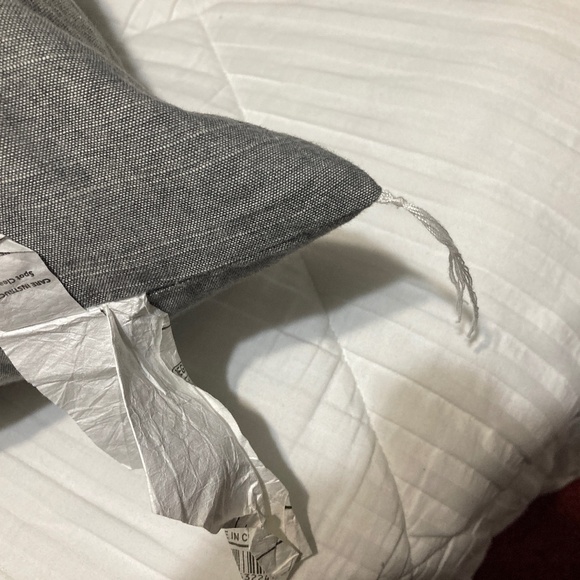 Rae Dunn Live Simply Decorative Throw Pillow - Gray linen with white lettering - Picture 7 of 8